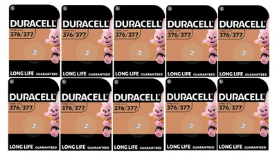 Produktbild von 10 x Duracell 376/377 (10 Blister à 1 Batterie) 10 Batterien (SR626/V377/V376/SR66/SR626W/SR626SW)