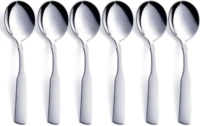 Imagen del producto de Juego de cucharas para sopa, de 6 piezas, de acero inoxidable, 15,5 cm, para la cocina