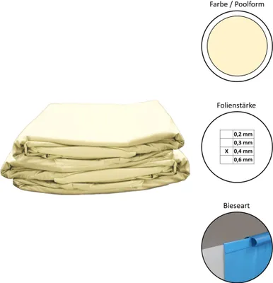 Produktbild von Poolfolie Ersatzfolie Rundbecken 300x110cm - Dicke 0,4mm - Einhängebiese - sandfarben