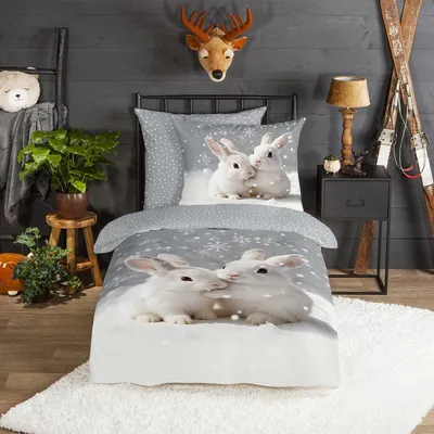 Produktbild von Traumschlaf Flanell Bettwäsche Kuschelkaninchen 155x220 cm + 80x80 cm
