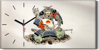 Produktbild von Wandbild Leinwand Bilder mit Uhr 60x30 Malerei Japanische Samurai Kunst - schwarze Hände