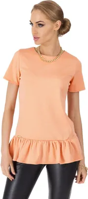 Produktbild von Longshirt Top Klassisch Elegant mit Rüschen ; Melone L/40