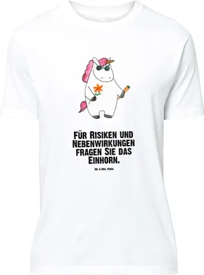 Produktbild von Mr. & Mrs. Panda Größe L T-Shirt Einhorn Woodstock - Weiß - Geschenk, Party, Shirt, Witzig, mit Spruch, Einhörner, Tshirt, Unicorn, Alkohol