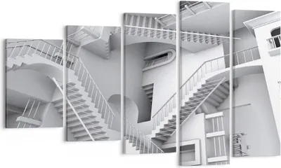 Produktbild von Bild auf Leinwand - Leinwandbild - 5 Teile - Wissenschaft Illusion Treppen - 100x60cm - Wand Bild - Wanddeko - Wandbilder - Leinwanddruck - Bilder - Wanddekoration - Leinwand bilder - EG100x60-4277