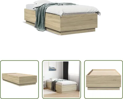 Image de The Living Store Cadre de lit Chêne Sonoma 90x200 cm Bois composite