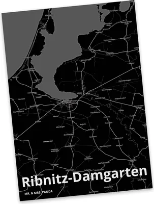 Produktbild von Mr. & Mrs. Panda Grußkarte Ribnitz-Damgarten - Geschenk, Ansichtskarte, Ansichtskarten, Kunstkarten, Postkarte, Postkarten, Stadt, Dorf Karte Landkarte Map Stadtplan