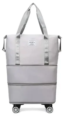 Produktbild von Reisetasche mit Rollen - Erweiterbare Dufflebag - Großes Fassungsvermögen - Wasserdicht - Getrennte Nass- und Trockenfächer - Faltbar - Grau