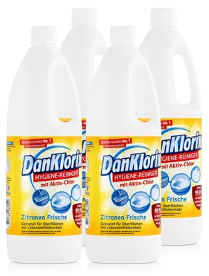 Produktbild von DanKlorix Hygiene-Reiniger Zitronen Frische 1,5L - Mit Aktiv-Chlor (4er Pack)