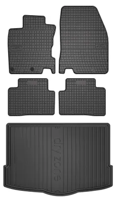 Productafbeelding van Rubberen automatten + kofferbakmat voor Nissan Qashqai II J11 2013-2021 (SUV/crossover) – 5-delig, zwart, op maat – Wielganizator SolidPRO