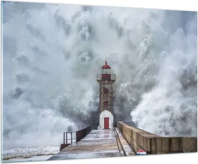 Produktbild von Bilder auf glas - Einteilig - Laterne Meer Sturm - 100x70cm - Glasbilder - Wandbilder - Bilder - zum Aufhängen bereit - Wanddekoration aus Glas - Glas Bilder - Wandbild auf Glas - GAA100x70-5003