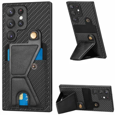 Obrázek produktu pro Pro Samsung Galaxy S23 Ultra Silicone Protection Carbon / Card Flip Case Pouzdra na mobilní telefony New