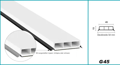 Produktbild von HEXIM Fenstersprossen weiß 1 & 2 Meter - selbstklebende Glassprossen aus PVC Kunststoff, Dichtungslippen(steil & ausgestellt) in grau und schwarz - HJ G45(2000x45x13mm, schwarze Lippe)