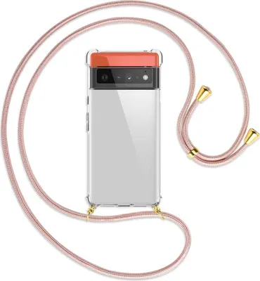 Produktbild von Handykette Backcover-Schutzhülle mit Band (Metall goldfarben) für Google Pixel 6 Pro - roségold