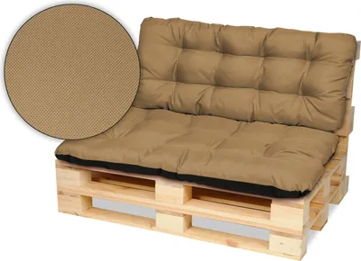 Produktbild von Superkissen24. Palettenkissen Palettenauflagen Sitzkissen - 120x80 cm und Rückenlehne 120x50 cm - Outdoor und Indoor - Beige