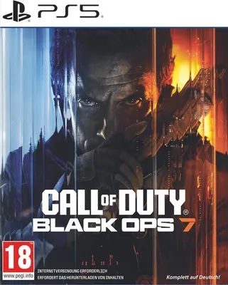 The image is the cover art for the video game Call of Duty: Black Ops 7 for PlayStation 5.