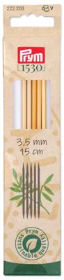 Produktbild von Prym Strumpfstricknadeln 1530, Bambus, 15cm, 3,50mm, Doppelspitzen-Stricknadel, Natürlich/Natur, Bambus, 150 mm, 3,5 mm, 5 Stück(e)