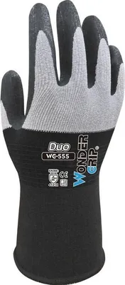 Produktbild von Wonder Grip WG-555 Arbeitshandschuhe Duo schwarz,grau M/8 (2er Blister)
