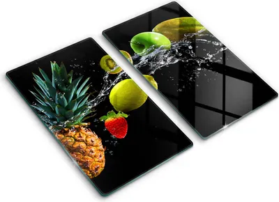 Produktbild von Glasschneideplatte - Herdabdeckplatte - 2x30x52 cm -Schneidebrett - Spritzschutz -Obst in Wasser