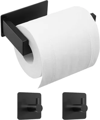Produktbild von Toilettenpapierhalter, Edelstahl, mit 2 Haken, ohne Bohren, für Badezimmer