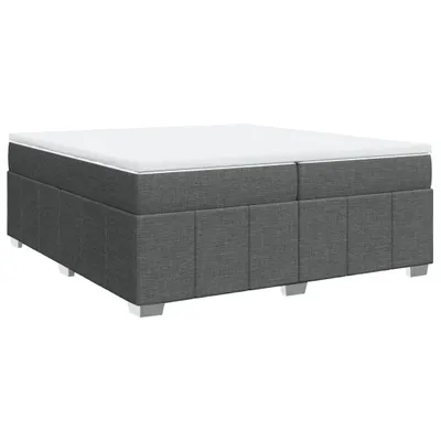 Image de vidaXL Lit boxspring avec matelas gris foncé 200x200 cm Tissu