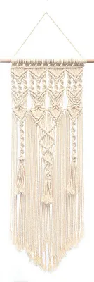 Image de Tenture murale en macramé, Petite tapisserie tissée, Décoration murale - Jolie pour la décoration boho de la maison, l'appartement, les décorations de fête?modèle 3, 28x75cm ?