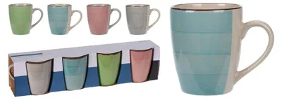 Image de Lot 4 Tasses Couleurs Assorties Tasses Design Coloré Et Varié - Excellent Houseware