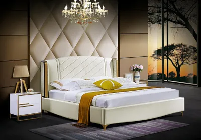 Produktbild von Designer Polster Doppelbett Betten Bett Schlafzimmer Ehebett Textil Leder Neu
