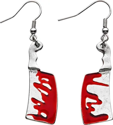 Productafbeelding van Oorbellen "Bloedig Hackebeil" 12470 | Zilver, rood