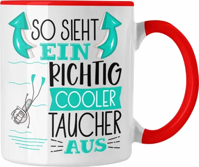 Produktbild von Trendation - Taucher Tasse Geschenk So Sieht Ein Richtig Cooler Taucher Aus Geschenkidee Spruch Lustig Becher (Rot)