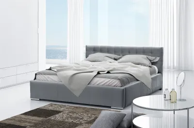 Produktbild von Polsterbett Bett Doppelbett DAVE Polyesterstoff Grau 180x200cm