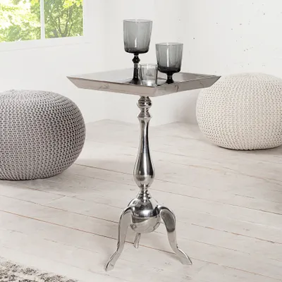 Produktbild von Filigraner Beistelltisch TRAYFUL 55cm silber Aluminium Tablett-Tisch Wohnzimmertisch Kaffeetisch Couchtisch