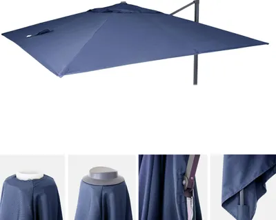 Image de Housse de rechange pour parasol de luxe HWC-A96, housse de rechange pour parasol, 3x3m (Ø4,24m) polyester 2,7kg ~ bleu