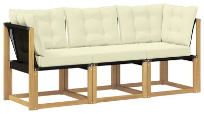 Image de Canapé d'extérieur central et d'angle vidaXL avec 3 coussins, blanc