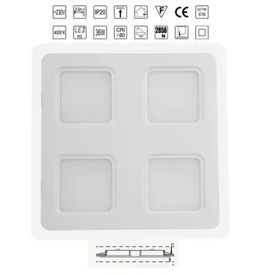 Zdjęcie produktu dla Lampa sufitowa LED QUADRICA LED/36W, 4000K, biały L: 240, W: 4, H: 240