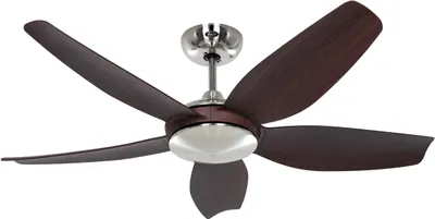 Produktbild von Energiespar Deckenventilator mit Fernbedienung Eco Volare II 116 cm Chrom gebürstet / Nussbaum