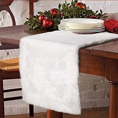 Produktbild von Weihnachts Tischdecke - Weihnachts Tischläufer - Weihnachtsdekoration für Wohnzimmer - Weihnachts Tischläufer - Tischdecke - Weihnachtsdekoration für Wohnzimmer - Weihnachtsdekoration für Tisch - Weihnachtsdekoration - Weiss - Weihnachts Tischdecken - 38cm x 183cm