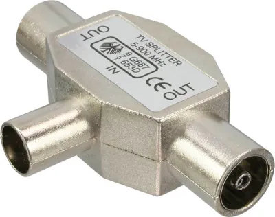 Zdjęcie produktu dla InLine® 69914A Rozdzielacz antenowy T do radia, 1x wtyk koncentryczny do 2x gniazdo koncentryczne