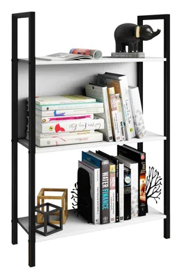 Zdjęcie produktu dla Drewno Metal Storage Stand Regał Deco Książki Stojak Półka Flakos 3