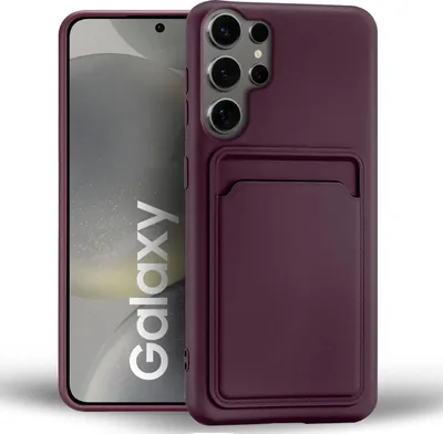 Immagine prodotto di Custodia per cellulare per Samsung Galaxy S24 Ultra cover protettiva in silicone con slot per schede Slim Wallet Case, Lampone