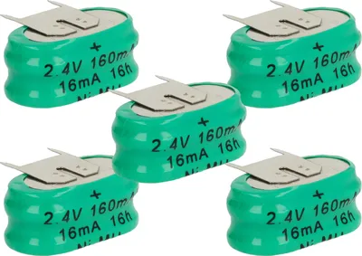 Produktbild von vhbw 5x NiMH Ersatz Knopfzellen-Akku (150 mAh, 2,4 V, NiMH)