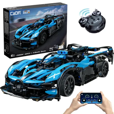 Immagine prodotto di Cada - Auto da corsa con blocchi da costruzione - Auto sportiva telecomandata Bluefire Specter - 421 pezzi - RC