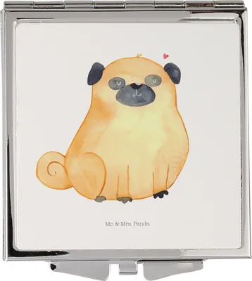 Produktbild von Mr. & Mrs. Panda Schminkspiegel Mops - Weiß - Geschenk, Hund, Liebe, Sprüche, Kosmetikspiegel, Reise Spiegel, Taschenspiegel, Knuffig, Hundeliebe, Quadratischer