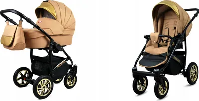 Produktbild von BabyLux® Gold Lux | 2in1 Kinderwagen Set | Sand Pearl | Kombikinderwagen | Kinderwagenset | Bugg