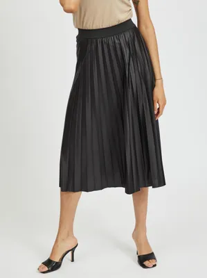 Produktbild von Falten Rock Midi Satin Plissee Skirt mit Stretch Bund VINITBAN | XS
