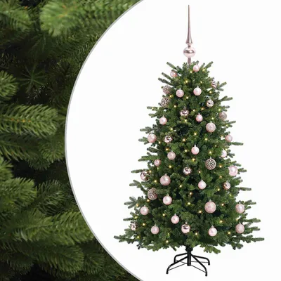 Image de Arbre de Noël artificiel vidaXL avec boules de Noël, 150 cm, 150 LED