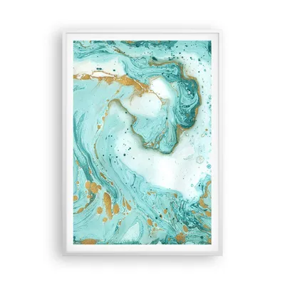 Produktbild von Gerahmtes Poster - Weißer Rahmen - Abstraktion blau Wasser modern - 70x100 cm - Wand Bild - Wanddeko - Wandbilder - Wandposter - Bilderrahmen - Bilder - Kunstdruck - Wandbild - P2WPA70x100-2937
