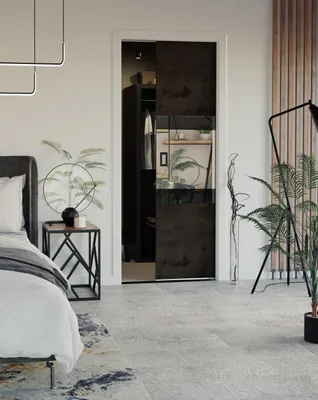 Image de KIER FURNITURE Porte Coulissante Intérieur avec Rail Fêtre Foncé 86x205x1,6 cm