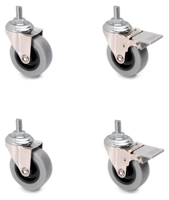 Produktbild von Emuca Lot von 4 Rollen Slip mit Verbindungsbolzen, Durchmesser 50mm, Stahl und Kunststoff, Grau