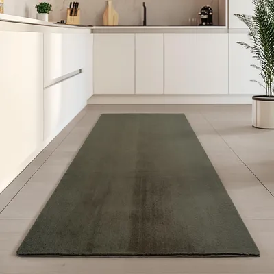 Produktbild von Carpetsale24 Waschbarer Kurzflor Teppich, rutschfest & weich, Modernes Einfarbig Design für Wohnzimmer, Schlafzimmer, Grösse: 80x250 cm