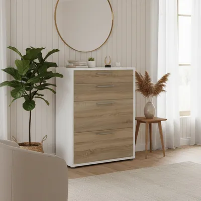 Image de Anghiari - Buffet, 89x40x113h cm Blanc, 4 Tiroirs